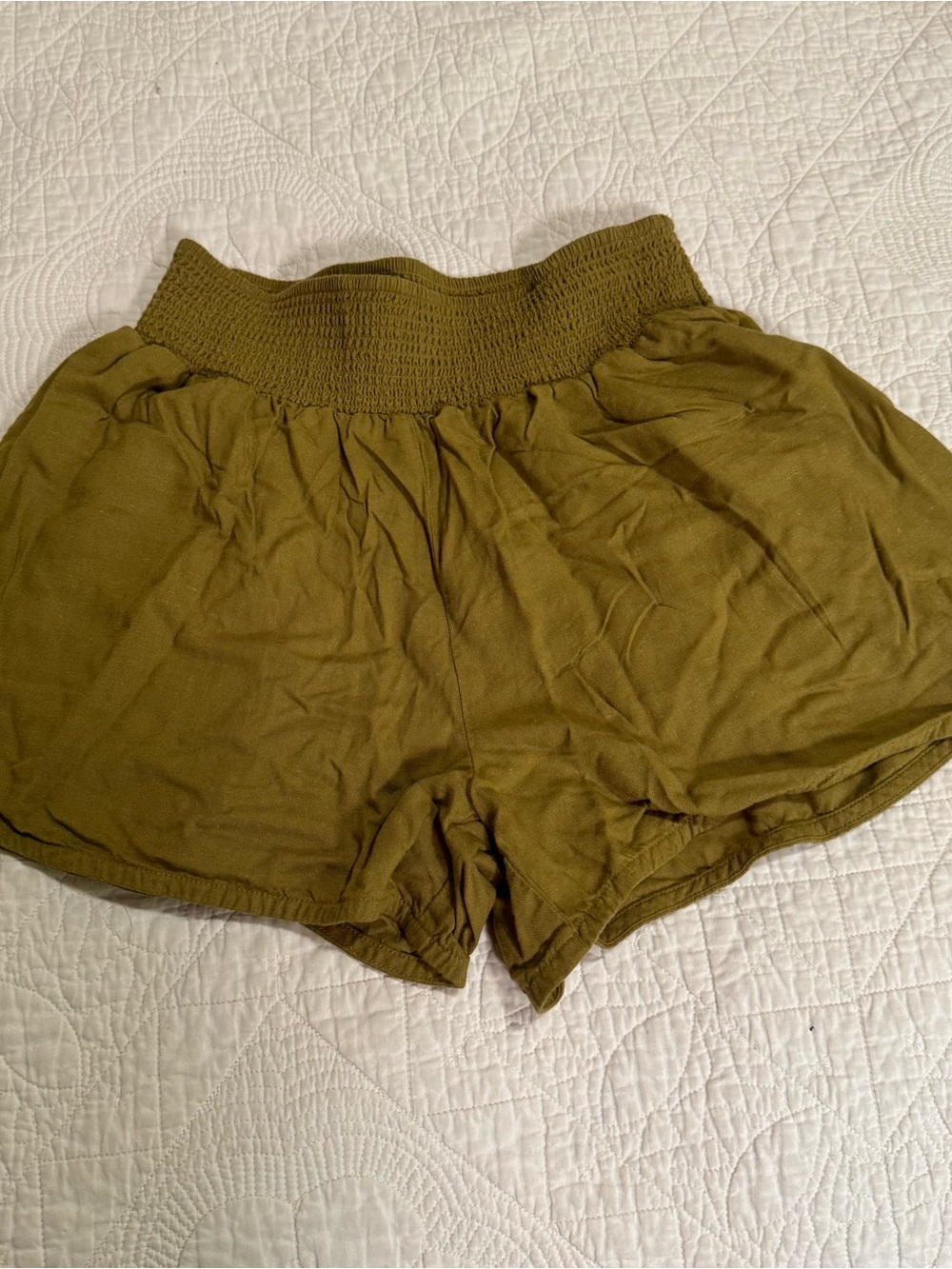 Prana Olive High-Waist Smocked Waistband Shorts